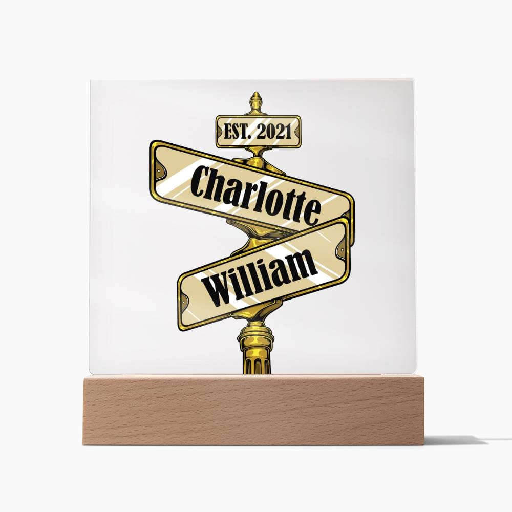 Personalized GOLD Road Sign of your EST date Acrylic Plaque
