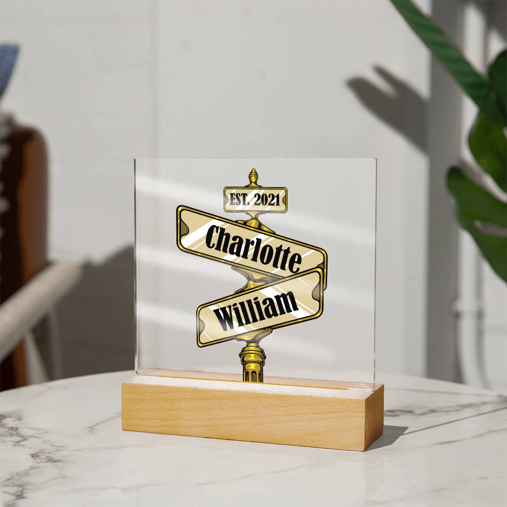 Personalized GOLD Road Sign of your EST date Acrylic Plaque