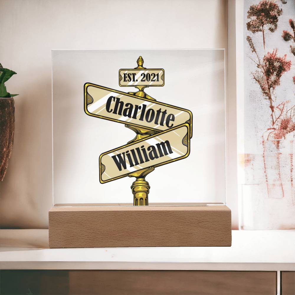 Personalized GOLD Road Sign of your EST date Acrylic Plaque