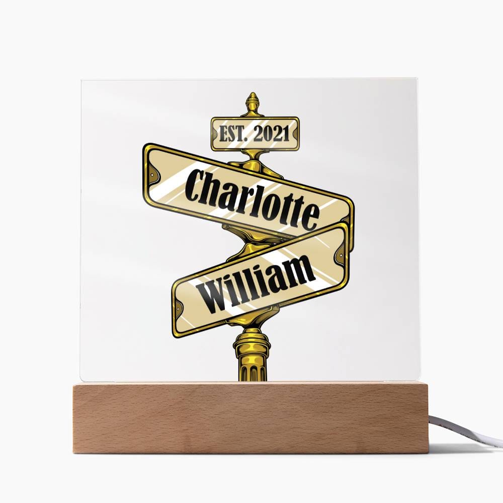 Personalized GOLD Road Sign of your EST date Acrylic Plaque