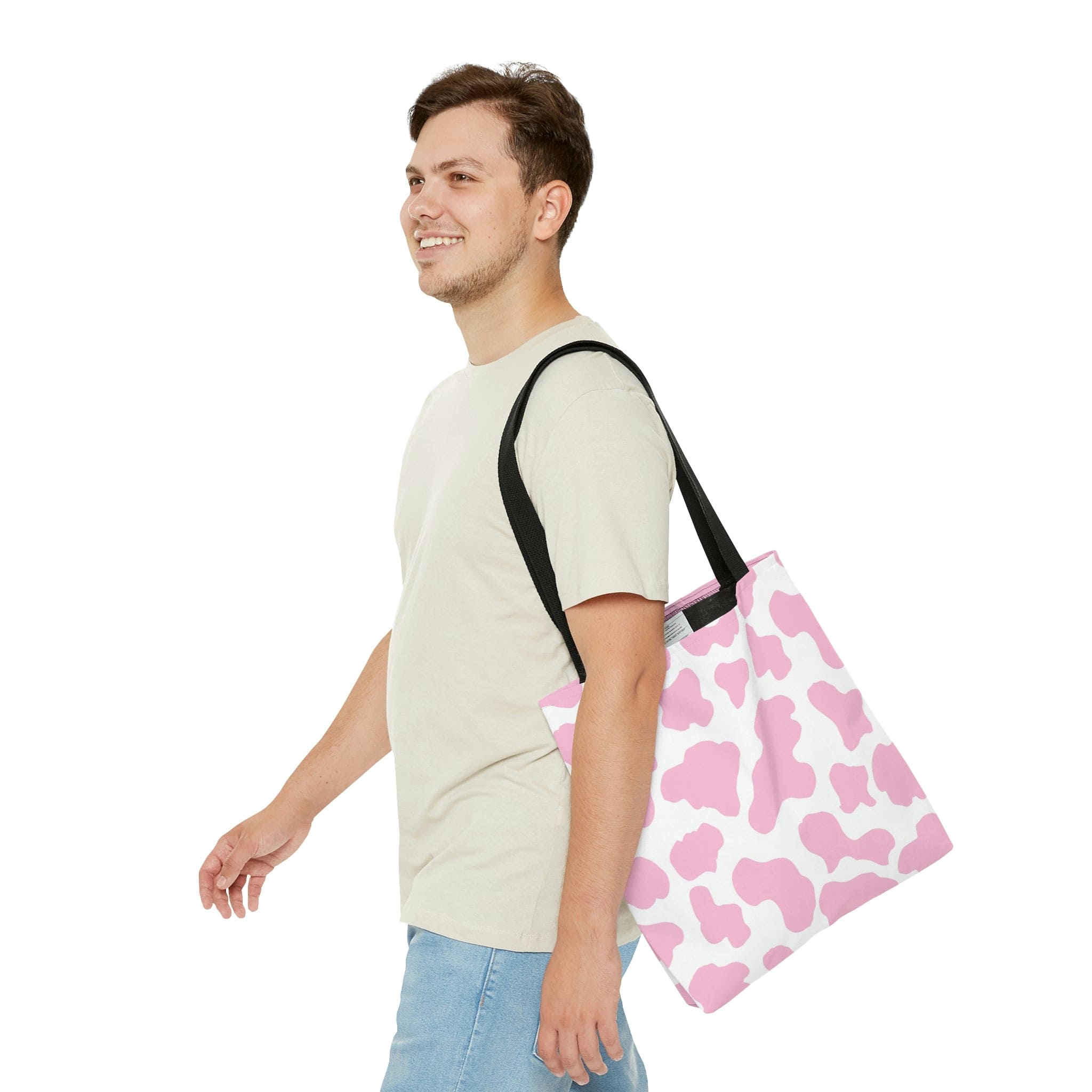 Pink Cow Print Tote Bag