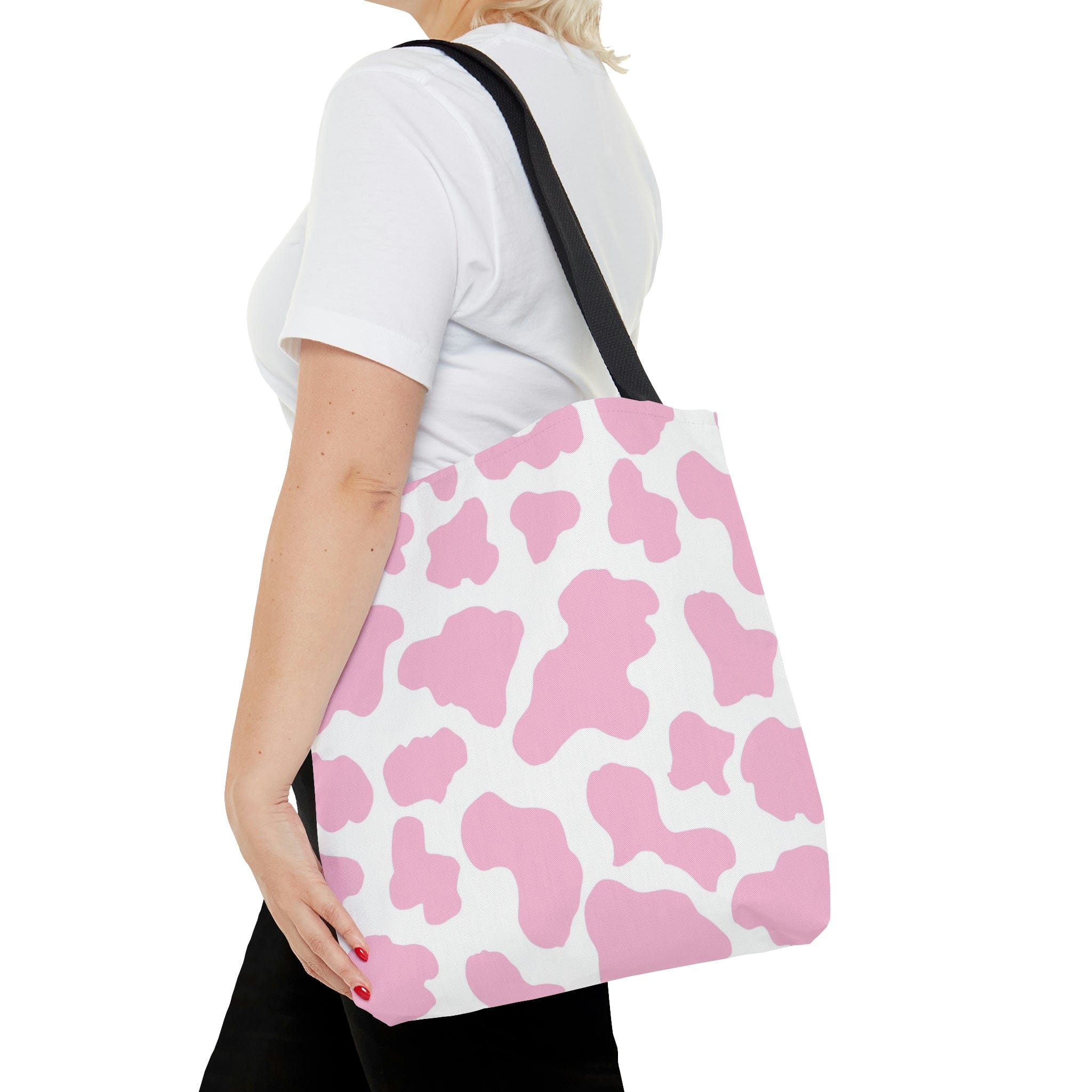Pink Cow Print Tote Bag