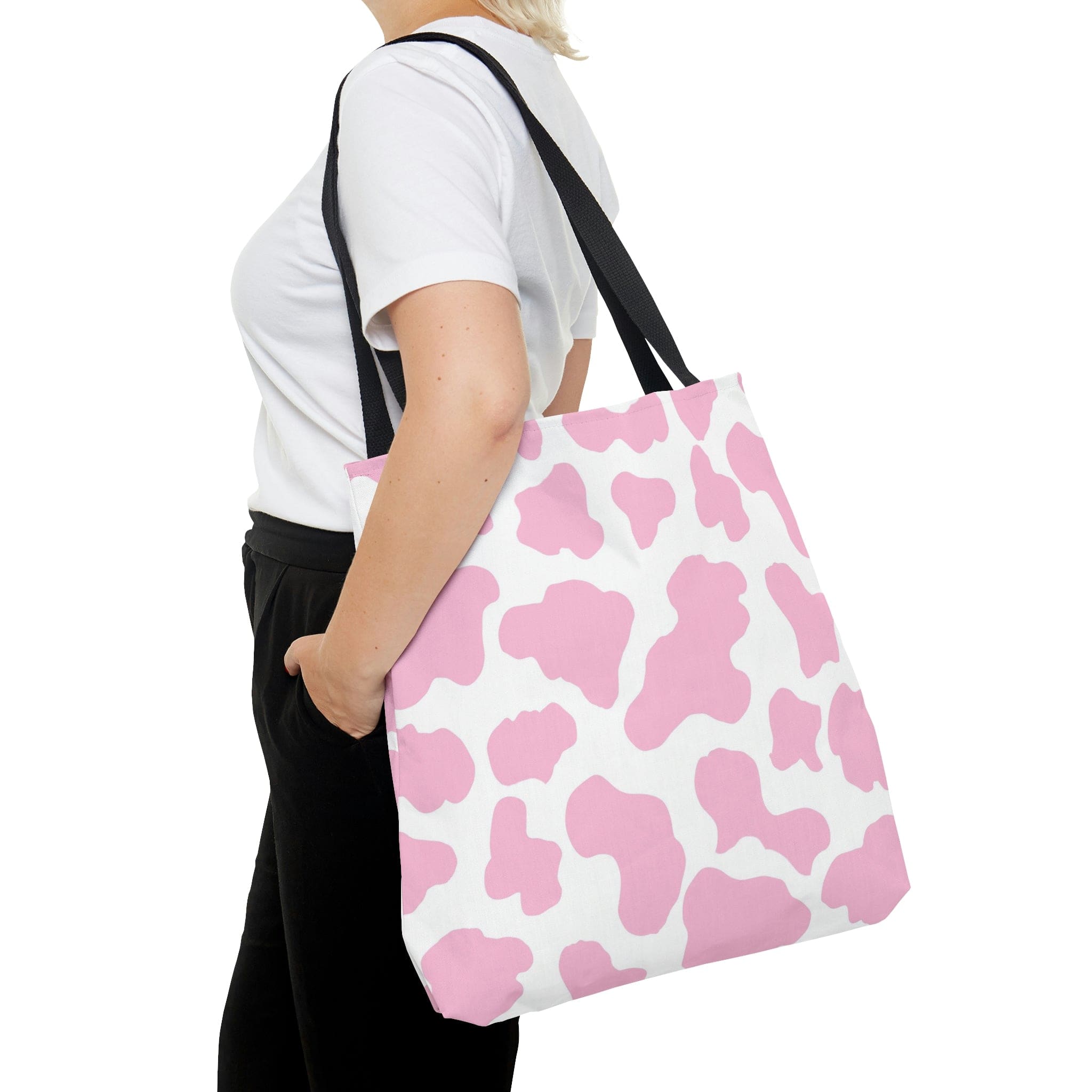Pink Cow Print Tote Bag