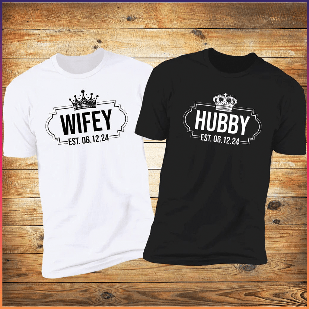Wifey & Hubby Personalized T-Shirts - Add Your Special Date