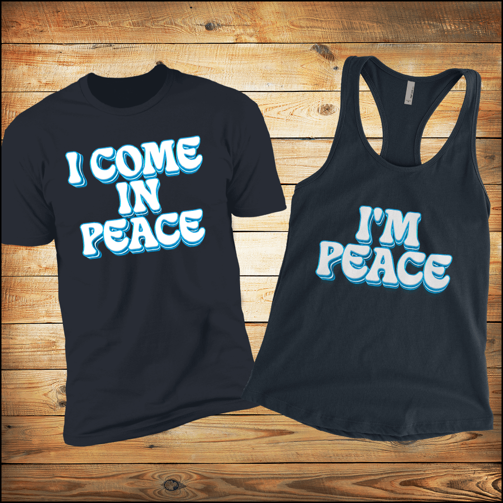 I Come In Peace & I'm Peace | Tank & Tee Bundle | Midnight Navy