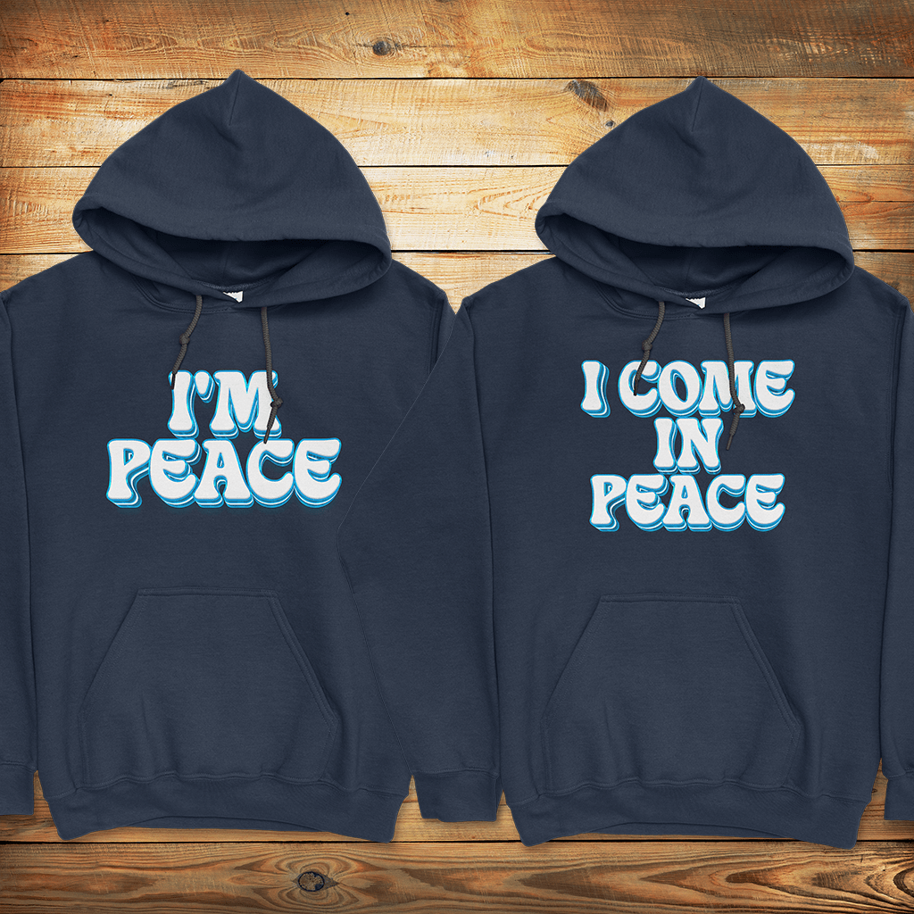 I Come In Peace & I'm Peace | Unisex Essential hoodies | Midnight Navy