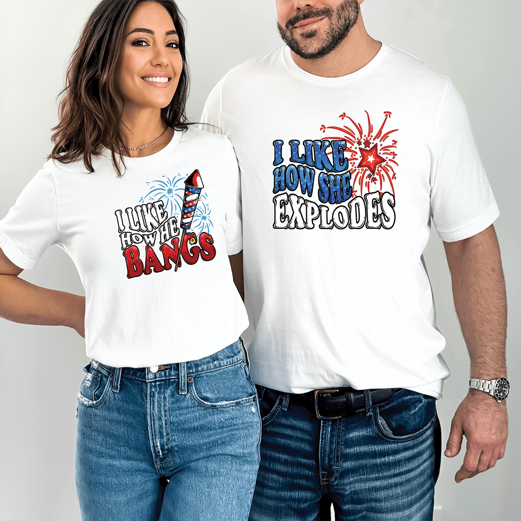I Like How He Bangs &amp; I Like How She Explodes Deluxe Tees