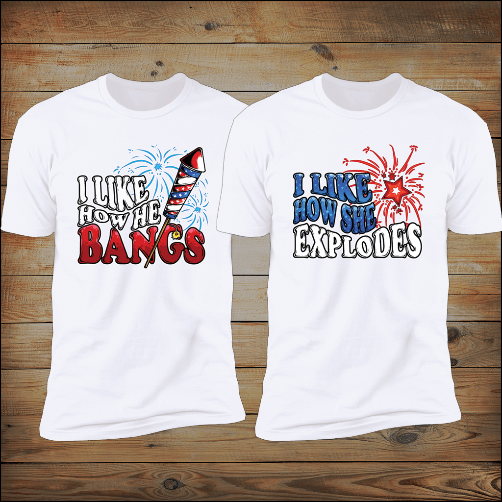 I Like How He Bangs &amp; I Like How She Explodes Deluxe Tees