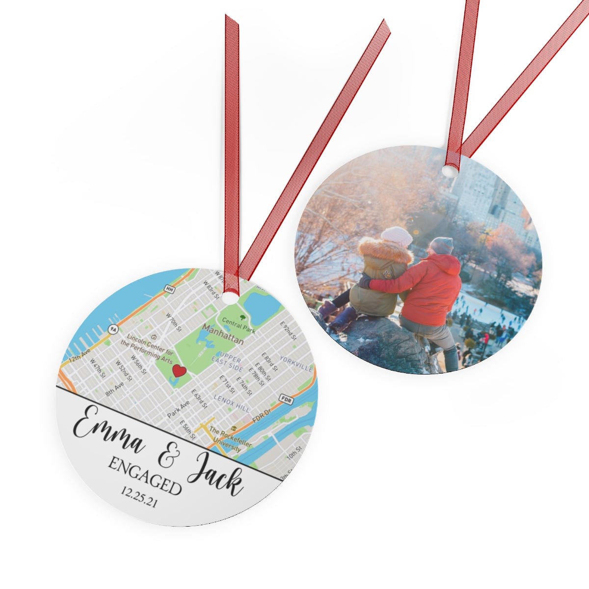 Personalized Engagement Map Metal ornament