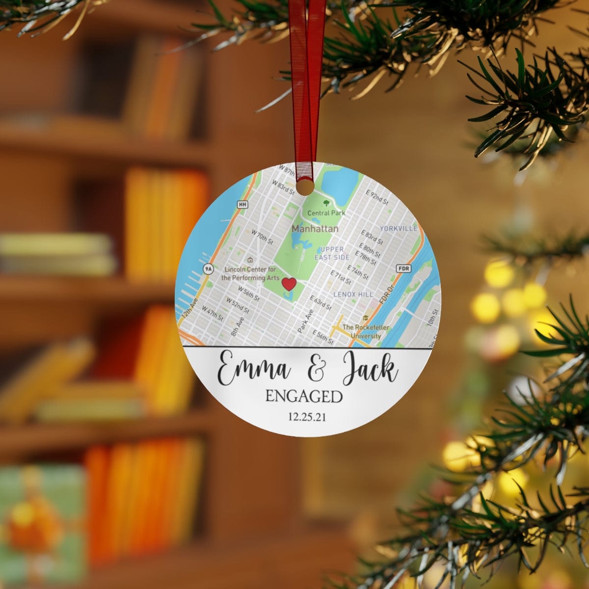Personalized Engagement Map Metal ornament