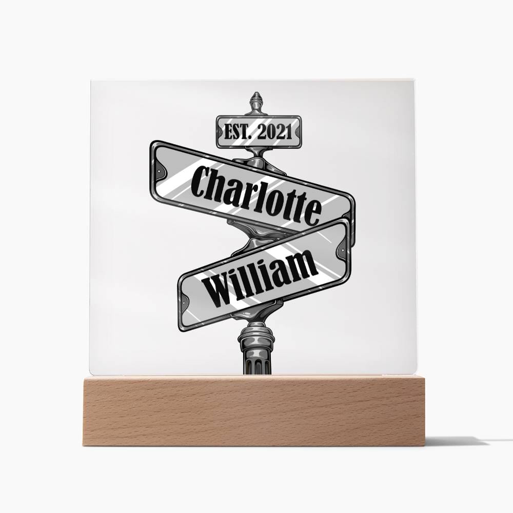 Personalized Silver Road Sign of your EST date Acrylic Plaque