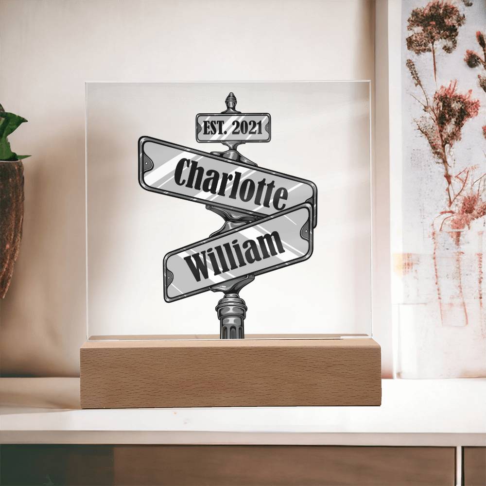 Personalized Silver Road Sign of your EST date Acrylic Plaque