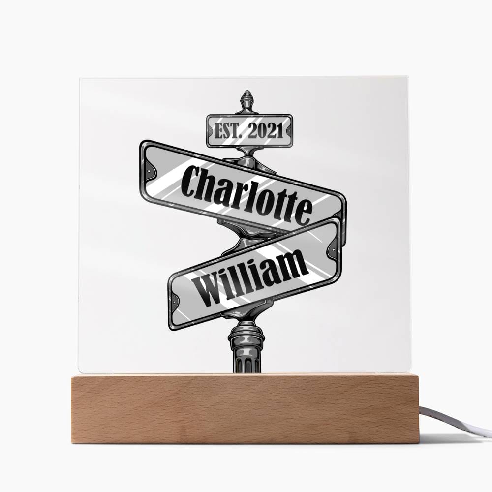 Personalized Silver Road Sign of your EST date Acrylic Plaque