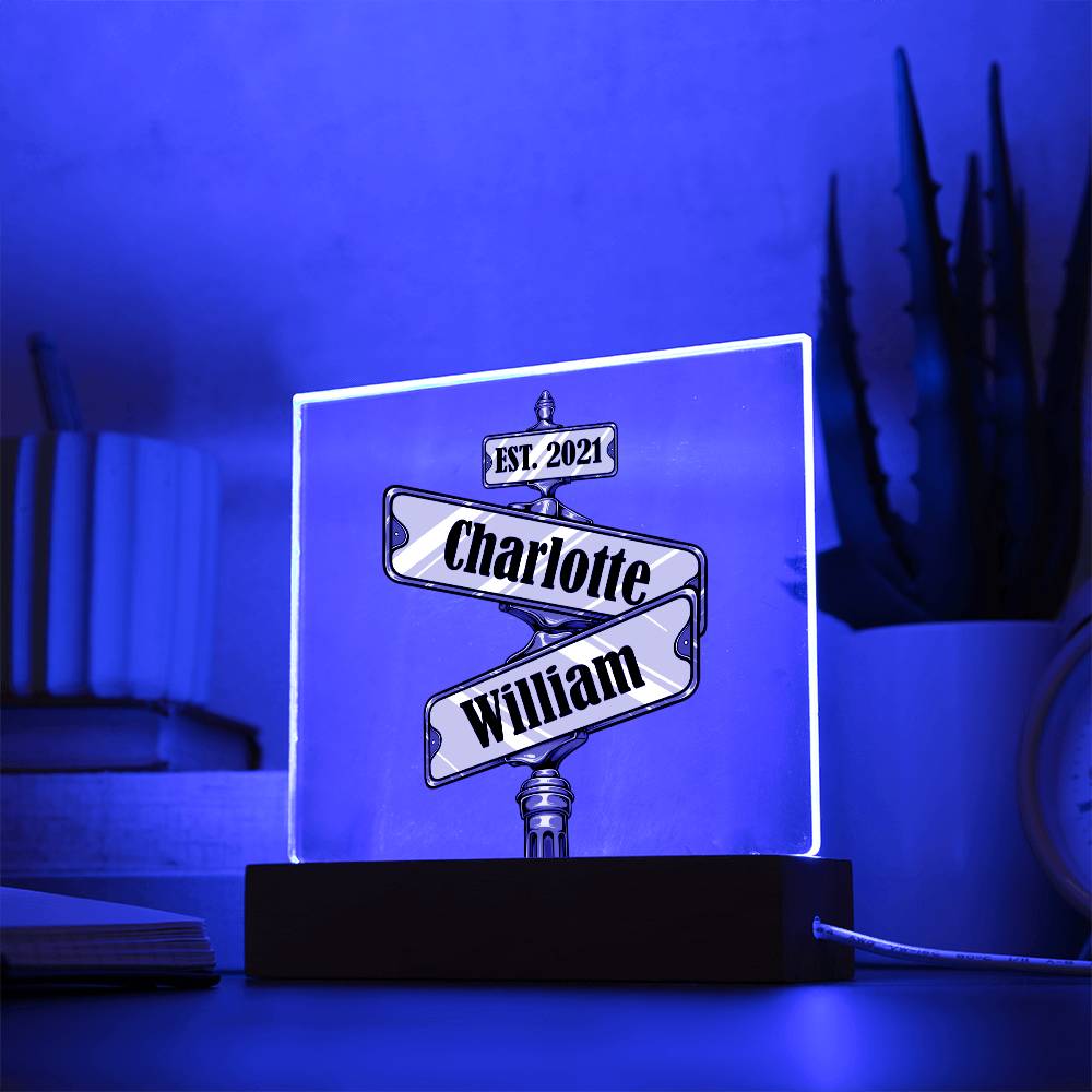 Personalized Silver Road Sign of your EST date Acrylic Plaque