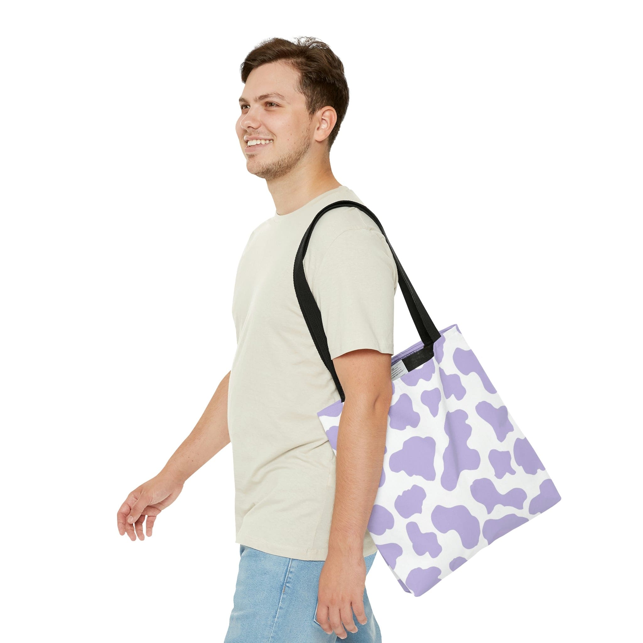 Purple Cow Print Tote Bag