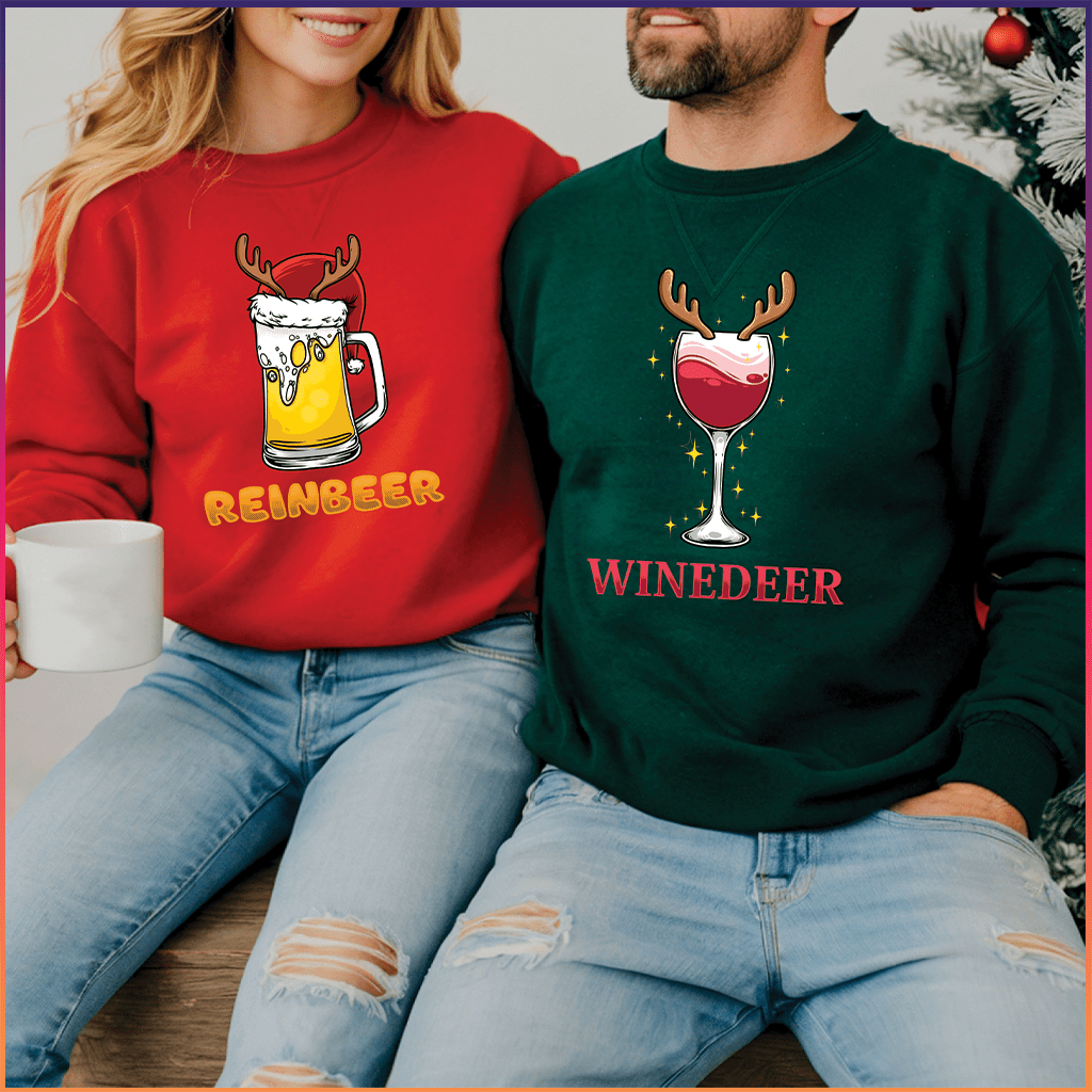 ReinBeer & WineDeer Christmas drinking shirts