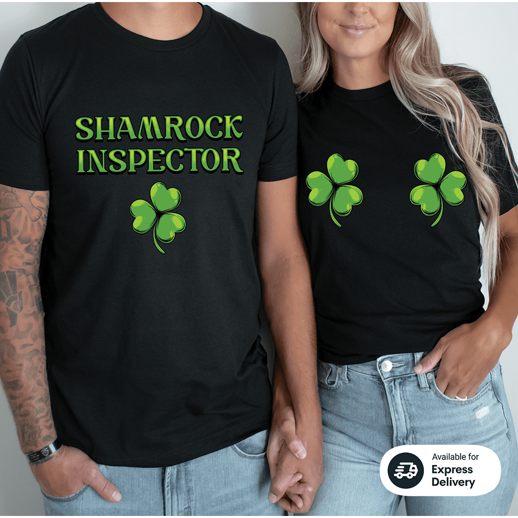 Shamrock Inspector & Shamrocks St Patrick's Day Drinking Black Shirts
