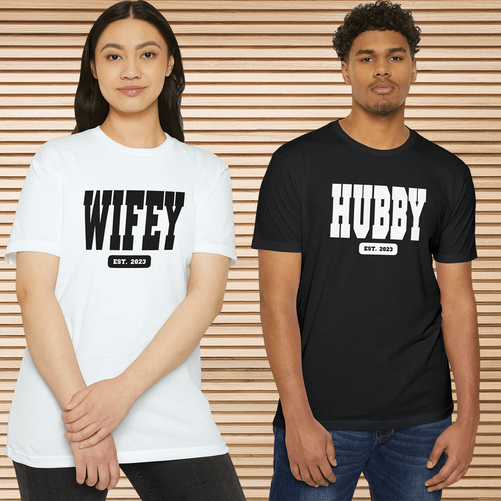 Wifey & Hubby EST. 2023 Deluxe Tees